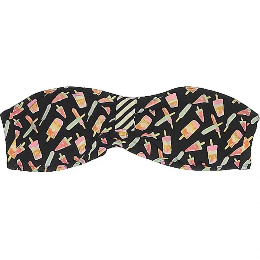 JUICY COUTURE Swim Top Popsicle Bandeau Bikini Size XL Black